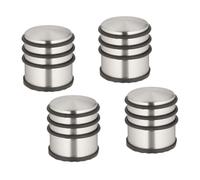 Relaxdays Fermaporta in Acciaio Inox, Set da 4, H x D: 7,5 x 7 cm, Blocca Porte Pesante e Antiscivolo, Argento Nero