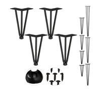 (TG. 4 pz. x 20 cm) Relaxdays Hairpin Legs, Set da 4, 3 Aste, Metallo, Gamba For