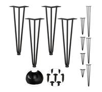 Relaxdays Hairpin Legs, Set da 4, 3 Aste, Metallo, Gamba Tavolo a Forcella, Sgabello Tavolo e Armadio, Alte 40 cm, Nero