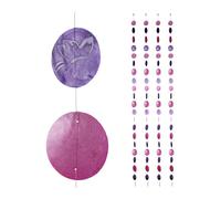 relaxdays Ghirlanda Carillon, Set da 4, Finestra, Balcone, Porta, Tende con Conchiglie, L: 180 cm, Farfalle, Rosa-Lilla