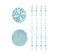 relaxdays Ghirlanda Carillon, Set da 4, per Finestra, Balcone, Porta, Tende con Conchiglie, L: 180 cm, Fiori, Turchese