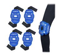 Relaxdays Fascia Ghiaccio per Ginocchio, Set da 4 Cuscinetti per Terapia Caldo o Freddo, Riutilizzabile, a Strappo, Blu, Gel