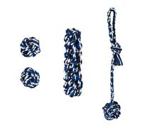 Relaxdays Set da 4 Giochi per Cani, Giocattoli per Mordere e Tirare, Giochini per Cuccioli Piccoli e Grandi, Colorato