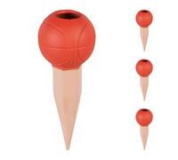 Relaxdays Sfere da Irrigazione a Goccia, Set da 4, Coni per Bottiglie da 1,5 Litri Palla da Basket, Terracotta Arancione, Ceramica