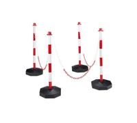 Relaxdays Set da 4 Paletti di Delimitazione, Barriere Eventi e Feste, Dissuasore Parcheggio, 82x112x28 cm, Rosso Bianco