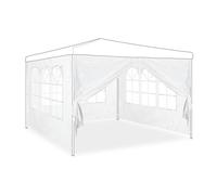 Relaxdays Pareti laterali per gazebo – Set da 4, PVC impermeabile 3x2 m, 3 finestre, Bianco
