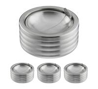 Relaxdays Posacenere Antivento da Tavolo, Set 4 Posa Cenere con Coperchio, HxD: 7x11,5cm, Esterno, Acciaio Inox, Argento