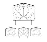 Relaxdays Recinzione per Aiuole, Set 4 Pannelli per Cortile e Giardino, Design Romantico, Ferro, HxL, Nero, H x L: 60 x 60 cm