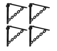 Relaxdays Set da 4 Reggimensola da Muro, Staffe Mensole, 18,5x4x22 cm, Supporti Angolari per Scaffali Industrial, Nero, Ghisa