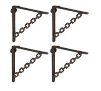 Relaxdays Set da 4 Reggimensola da Muro, Staffe Mensole, 18,5x4x22cm, Supporti Angolari per Scaffali Industrial, Marrone