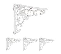 Relaxdays Set da 4 Reggimensola da Muro, Staffe per Mensole, HLP: 21,5x4x21,5 cm, Supporti Angolari per Scaffali, Bianco