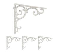 Relaxdays Set 4 Reggimensola da Muro, Staffe per Mensole, HLP: 24,5x4x24,5 cm, Supporti Angolari Ripiani Vintage, Bianco, Ghisa