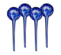 Relaxdays Sfere per Irrigazione, HxD: 30x9 cm, Set da 4 Irrigatori Automatici per Piante e Fiori in Vacanza, Vetro, Blu
