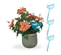 Relaxdays Set da 4 Sfere di Irrigazione a Goccia, Irrigatori Automatici a Forma di Volatile, 200 ml per Dispenser, Blu