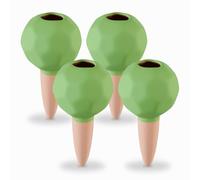 Relaxdays Sfere da Irrigazione a Goccia, Set da 4, Ø 6 cm, Coni Annaffiatura Automatica per Piante, Terracotta Verde, Ceramica
