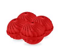 Relaxdays Sfere per Lavatrice, Set da 4 Palle per Lavaggio Senza Detersivo, Alternativa Ecologica, Palline Bucato, Rosse