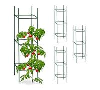Relaxdays Set da 4 Supporti per Rampicanti, HxLxP 120x32x32 cm, Graticolato per Piante e Rose, Metallo e Plastica, Verde