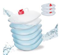 Relaxdays Tanica da Campeggio Pieghevole, in Set da 4, Recipienti con Rubinetto, Senza BPA, 10 L, Trasparente Rosso, 10 Litri