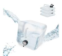 Relaxdays Tanica da Campeggio Pieghevole, in Set da 4, con Rubinetto, Plastica Senza BPA, 5 Litri, Trasparente Nero