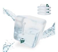 Relaxdays Tanica da Campeggio Pieghevole, Set da 4, Recipienti con Rubinetto, Senza BPA, 20 Litri, Trasparente Verde, Gommapiuma