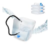 Relaxdays Set da 4 Taniche Pieghevoli, 20 L, con Rubinetto, BPA Free, con Cintura per Il Trasporto, Trasparente Blu