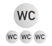 Targhette Adesive Porta WC Cartello Simbolo Bagno Toilette Alluminio Ø10cm Set 4
