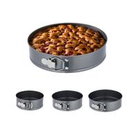 Relaxdays Set da 4 Teglie Rotonde per Dolci, Ø 18, 20, 22, 24 cm, in Acciaio Inox, Rivestimento Antiaderente, Antracite