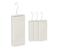 Relaxdays Set da 4 Umidificatori da Termosifone, Ceramica, Appendere, Ganci in Metallo Inclusi, HLP 20x9x4 cm, in Bianco