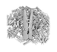 Relaxdays Mini Mollette in Legno, Set 400 Mollettine Foto, Clip per Fai da Te, Decorazione, Pinze per Regali, Argentato