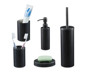 Relaxdays Set da 5 accessori bagno color antracite