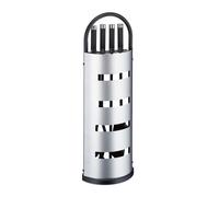 Relaxdays Camino, 5 Accessori con Attizzatoio, Paletta, Scopino, Pinza e Supporto Porta Attrezzi, Nero, Acciaio Inox