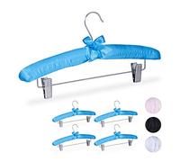 Relaxdays Set da 5 Grucce con Rivestimento in Raso, Vintage, Clip Scorrevoli, Gancio Girevole, Larghe 38 cm, Celeste