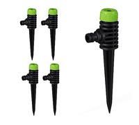 Relaxdays Spruzzatore Set da 5 Irrigatori per Prati, Giardino, Gitatta 6 m, con Spuntone per Il Fissaggio, Plastica, Nero Verde, 19.5 x 6.5 x 3.5 cm