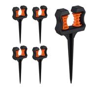 Relaxdays Guida per Tubo, Set da 5 Supporti d'Ancoraggio con Picchetti Tubi da Giardino Irrigazione, 26x10x3 cm, Nero
