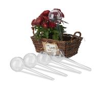 Relaxdays Sfere per Irrigazione, Set da 5, HxD: 28x8 cm, Irrigatori da 250 ml per Piante e Fiori, Plastica, Trasparente