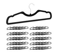 Relaxdays Set da 50 Grucce Appendiabiti, Rivestimento in Velluto, Appendini Antiscivolo, con Tacche Laterali, Nero, Ferro, Plastica, 15,5 x 42,5 x 0,5 cm