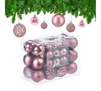 Relaxdays Palline di Natale set da 50 opache, lucide e glitterate Ø 3/4/6 cm Rosa