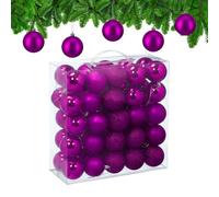 Relaxdays Palline di Natale, Set 50 Palle Albero, Addobbi Natalizi, ∅ 6 cm, in Plastica Opaca, Lucida, Glitter, Fucsia
