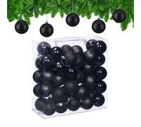 Relaxdays Palline di Natale, Set 50 Palle Albero, Addobbi Natalizi, ∅ 6 cm, in Plastica Opaca, Lucida, Glitter, Nero