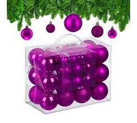 Relaxdays Palline di Natale, Set 50 Palle Albero, Addobbi Natalizi, Sfere in Plastica Opache, Lucide e Glitter, Fucsia