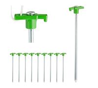 Relaxdays Set da 50 Picchetti, Pioli da Tenda, Ancoraggio su Terreni Duri, 25cm, Campeggio, Acciaio Zincato, Verde Chiaro