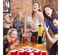 Relaxdays 51 Accessori da Birra, Torre da 2,5 Litri con Spillatore, 50x Bicchieri da Berr Pong in Plastica