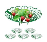 Relaxdays Set da 6 Anelli di Supporto per Fragole, Sostegno in Plastica per Piantine da Orto, Rete Anti Muffa, Verde
