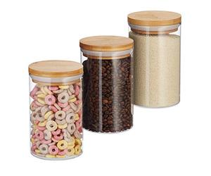 Relaxdays Set da 6 barattoli in vetro pasta, riso, muesli, naturale