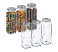 Barattoli alimenti set 6 contenitori 1650 ml coperchio vetro recipienti conserve