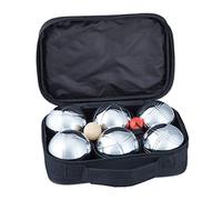 relaxdays Set da 6 Bocce, Sfere in Metallo, Boccino & Misuratore di Distanza, con Custodia da Trasporto, Argento Nero