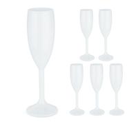 Relaxdays Flute in Plastica, Set da 6 Calici da Spumante, Bicchieri Riutilizzabili, Senza BPA, 160 ml, Prosecco, Bianco