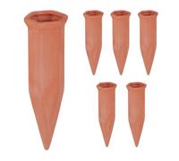 Relaxdays Set Irrigazione a Goccia, Kit da 6 Coni per Piante, Innaffiatori per Bottiglie da 1,5 Litri in Pet, Terracotta, Ceramica
