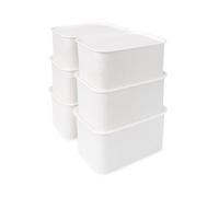 Relaxdays Scatola portaoggetti Organizer scaffale 5 L impilabile 13x26,5x19 cm Bianco Set da 6
