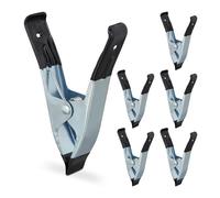 Relaxdays Morsetti a Molla in Metallo, Set da 6 Maxi Pinze con 50 mm di Apertura, Mollette per Foto & Bricolage, Nero